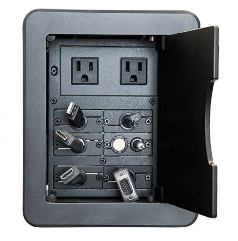 Table top cable well with 2X 1