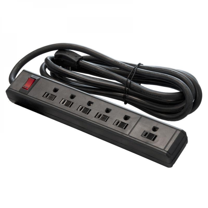 6-Outlet P-Bar 10' Cord Black