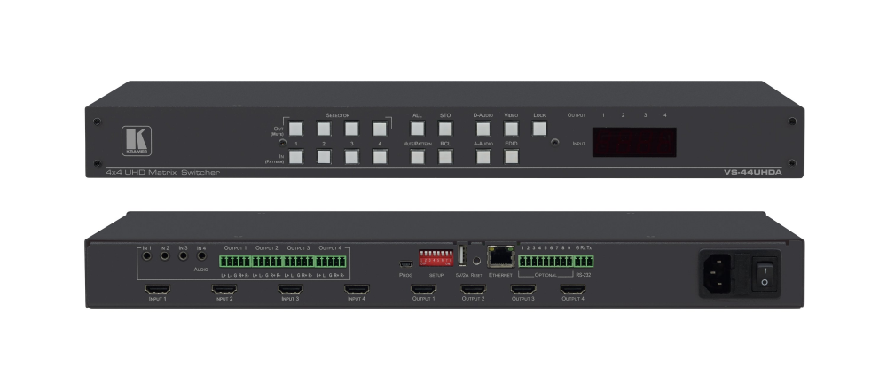 Kramer - 4x4 4K UHD HDMI and Audio Matrix Switcher - VS-44UHDA
