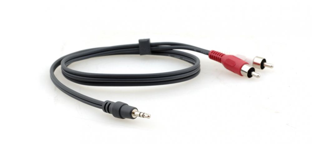 Kramer C-A35M/2RAM-3 - 3.5mm (M) to 2 RCA (M) Breakout Cable - 3'