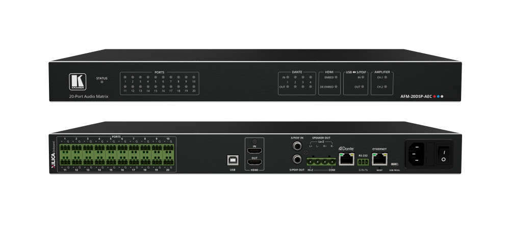 Kramer - 20-Port Audio Matrix with DSP, AEC -  AFM-20DSP-AEC