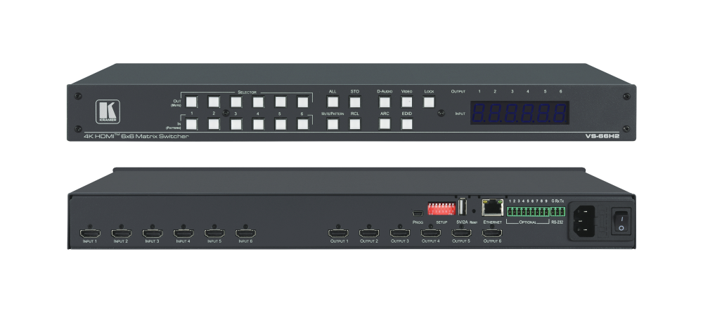 Kramer - 6x6 4K HDMI2.0 Matrix Switcher - VS-66H2