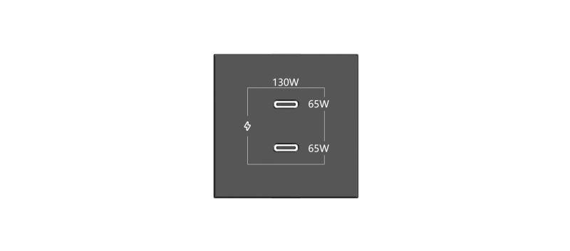 Black 2 ports USBC 130W (65W w