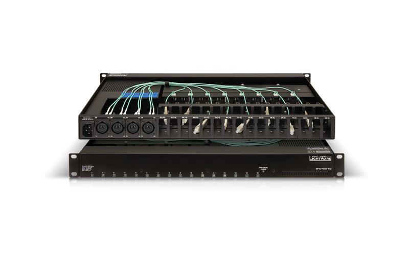 Rack mountable tray with built