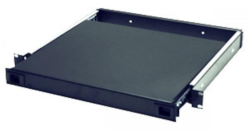 1RU Steel Sliding Shelf Black