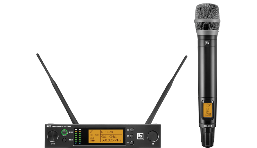 RE3-RE520 UHF wireless set featuring RE520 condenser supercardioid microphone