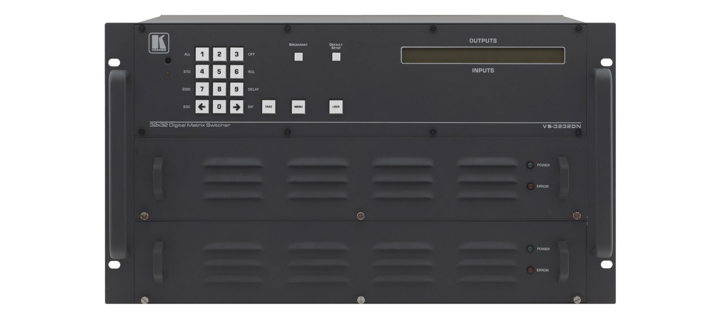 Kramer - 4x4 to 32x32 Modular 4K60 4:2:0 Multi–Format Managed Digital Matrix Switcher - VS-3232DN-EM/STANDALONE