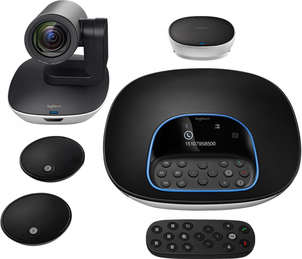 ProAVTechStore Logitech GROUP + Expansion Mics All-in-One Video Conferencing System Logitech Video Conference - Medium Conference / Large Conference